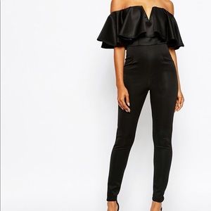 New Boohoo off the shoulder jumpsuit in red